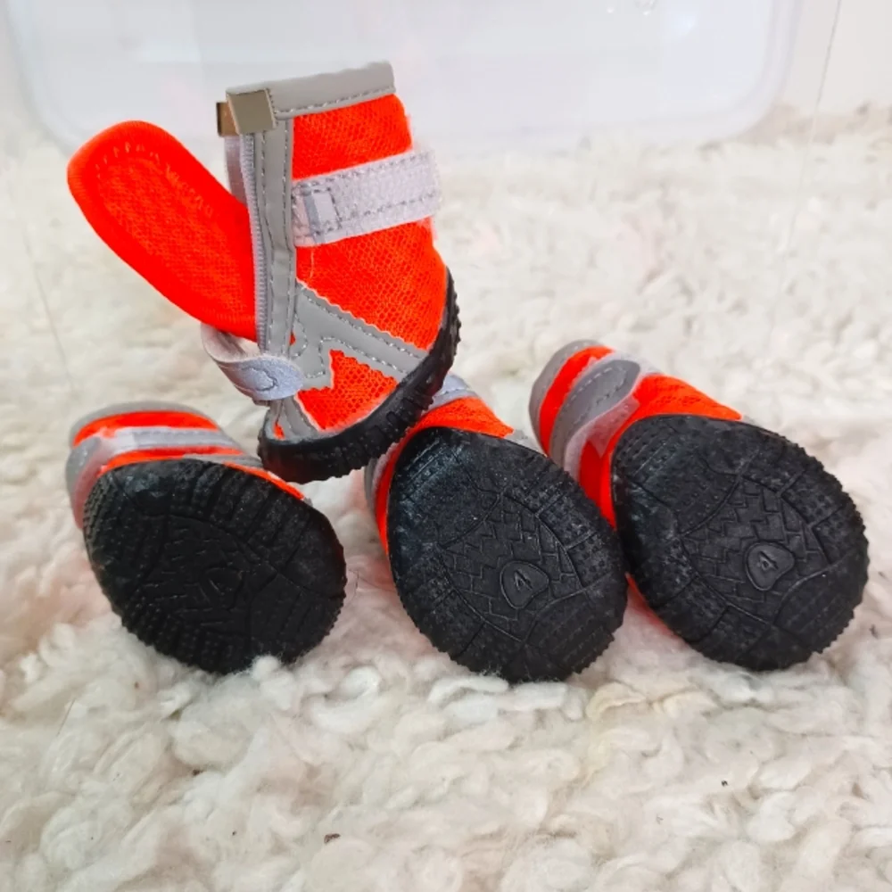 Nereids 4pcs Dog/Cat Boots  color:Orange Red